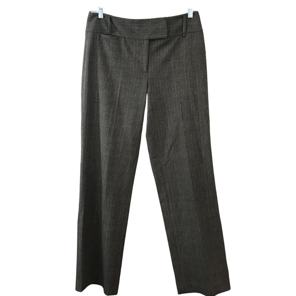 Rafaella Glen Plaid Trouser Pants Size 6 Brown Stretch Blend Straight Leg Preppy